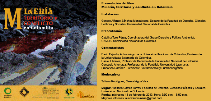 Gráfica alusiva a Presentación del libro Minería, Territorio y Conflicto en Colombia