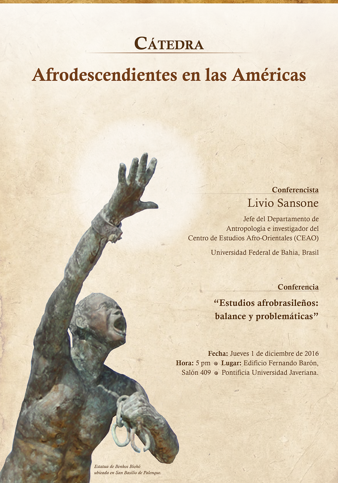 Gráfica alusiva a Cátedra Afrodescendientes en las Américas